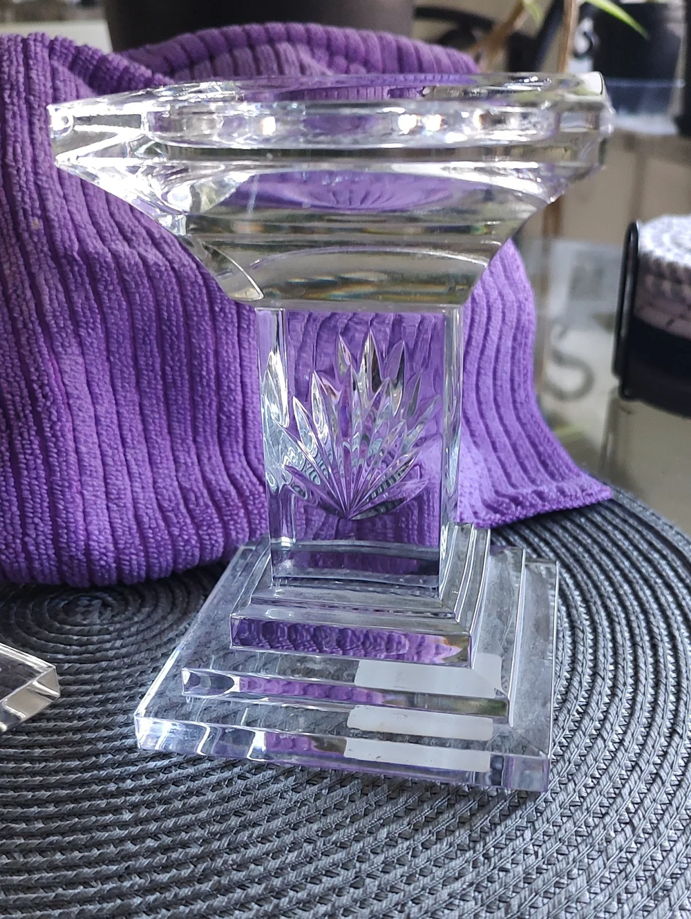 A Set Of Two Waterford Fan Light Pillar Candle Holder